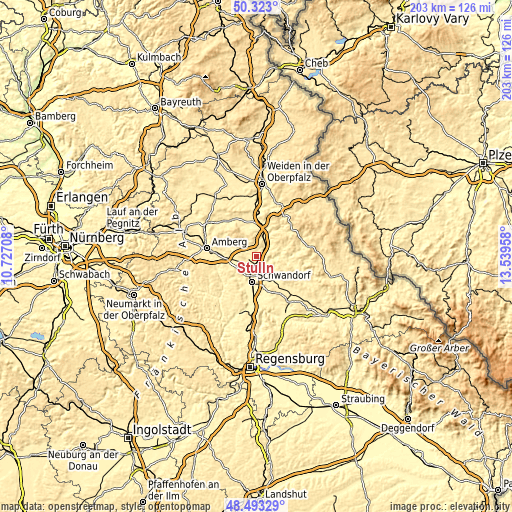 Topographic map of Stulln