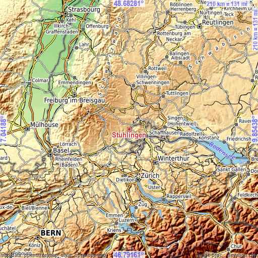 Topographic map of Stühlingen