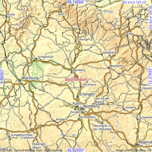 Topographic map of Strullendorf
