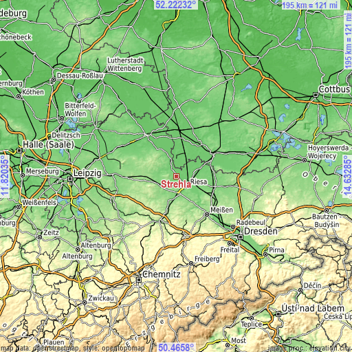 Topographic map of Strehla