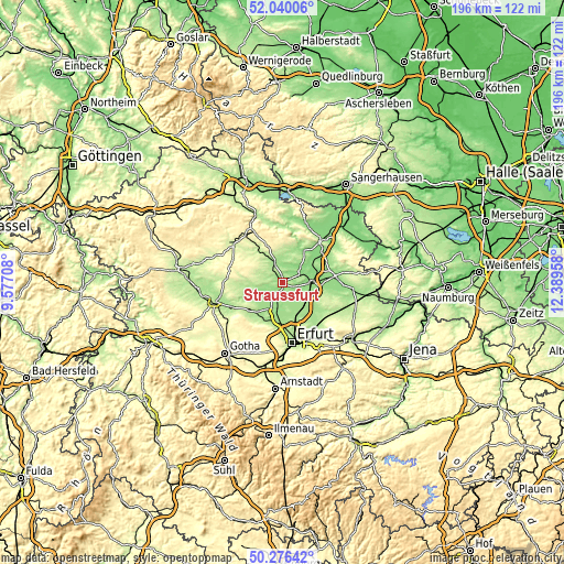 Topographic map of Straußfurt