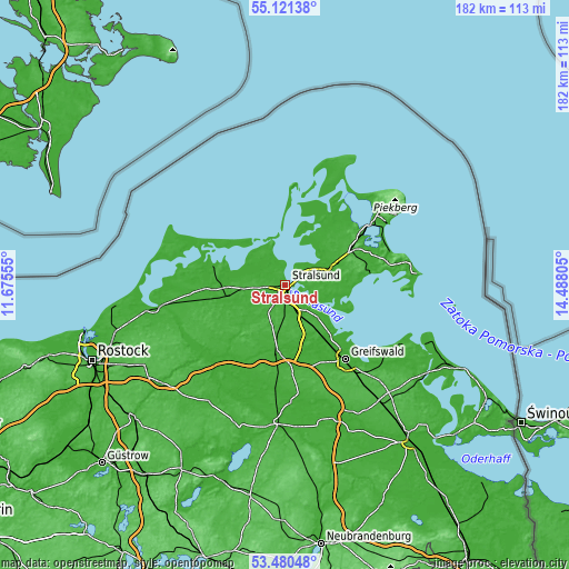 Topographic map of Stralsund