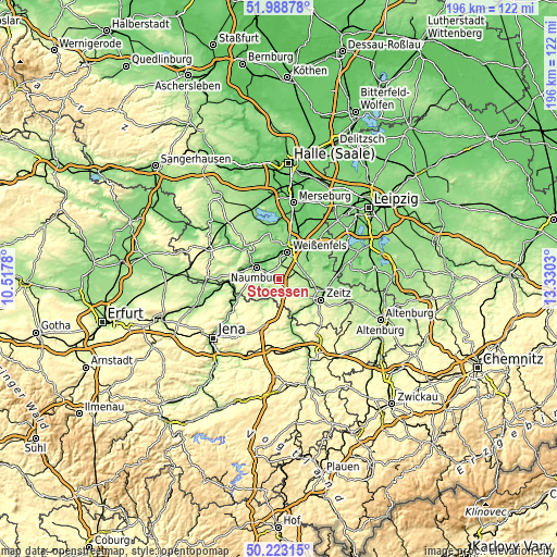 Topographic map of Stößen