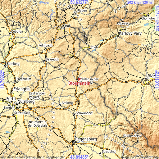 Topographic map of Störnstein