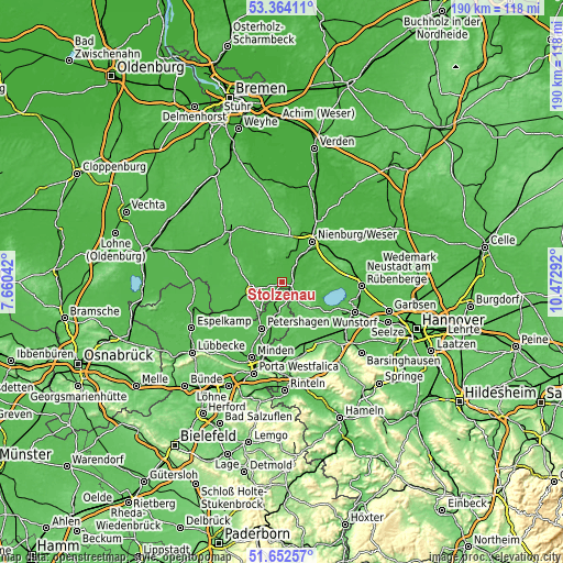 Topographic map of Stolzenau