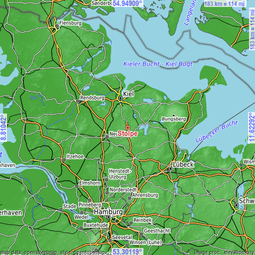 Topographic map of Stolpe