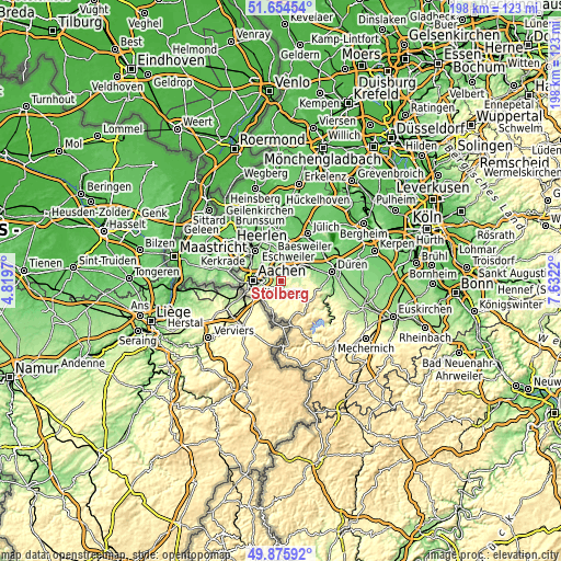 Topographic map of Stolberg