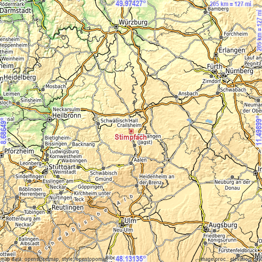 Topographic map of Stimpfach