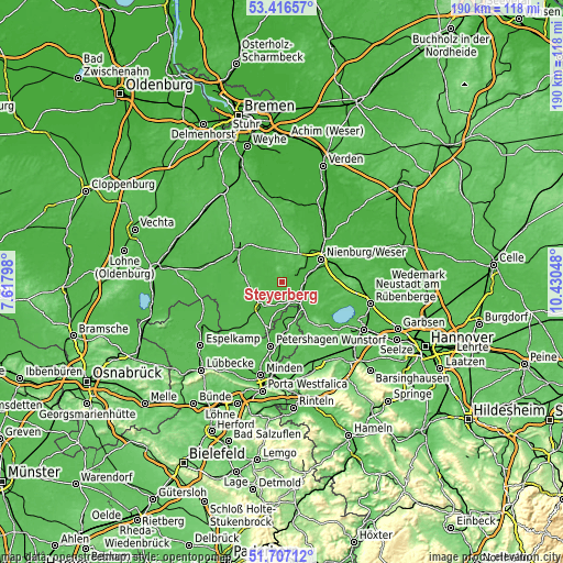 Topographic map of Steyerberg