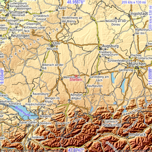 Topographic map of Stetten