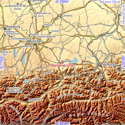 Topographic map of Stephanskirchen