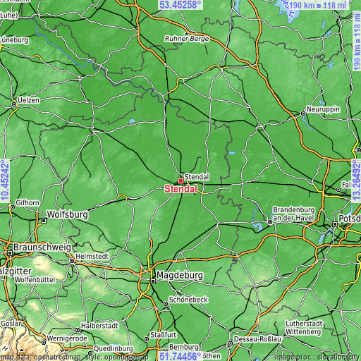 Topographic map of Stendal