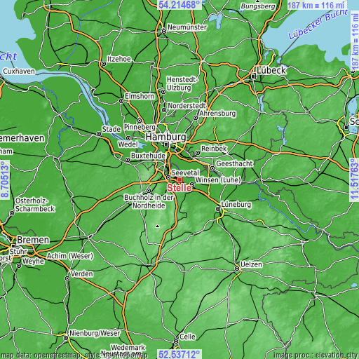 Topographic map of Stelle