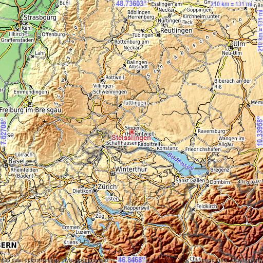 Topographic map of Steißlingen