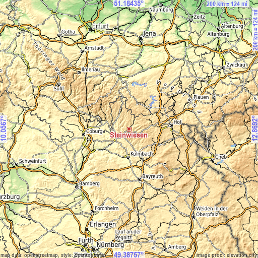 Topographic map of Steinwiesen