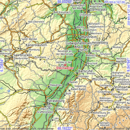 Topographic map of Steinweiler