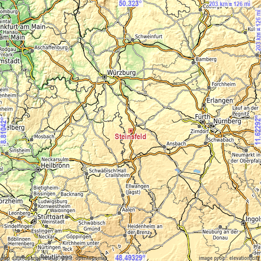 Topographic map of Steinsfeld