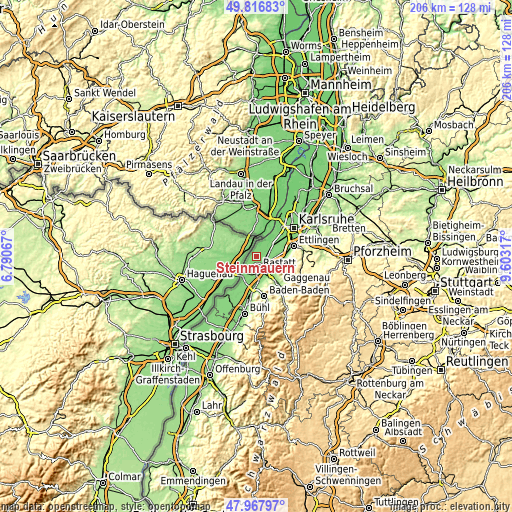 Topographic map of Steinmauern