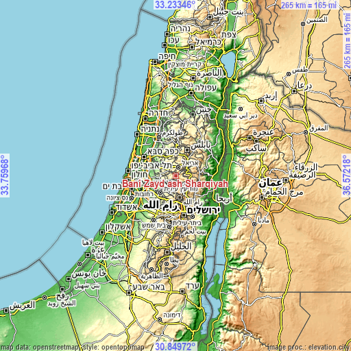 Topographic map of Banī Zayd ash Shārqīyah