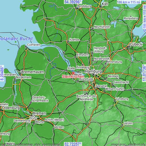 Topographic map of Steinkirchen