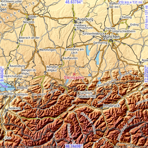 Topographic map of Steingaden