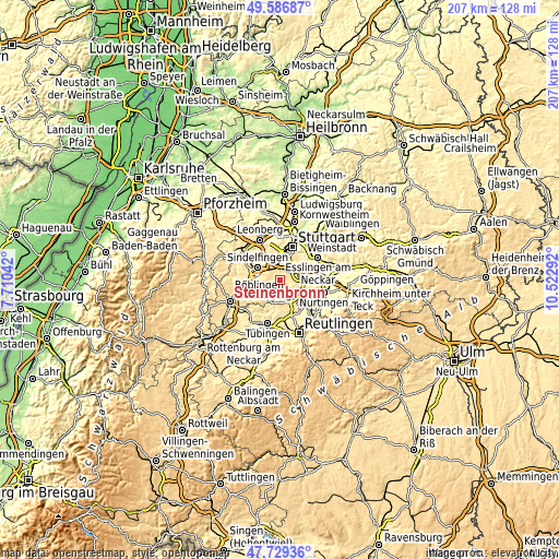 Topographic map of Steinenbronn