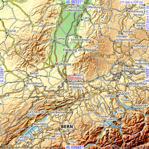 Topographic map of Steinen