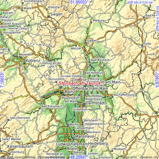 Topographic map of Steinbach am Taunus
