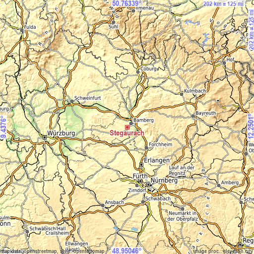 Topographic map of Stegaurach