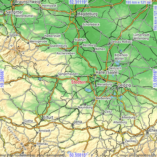 Topographic map of Stedten