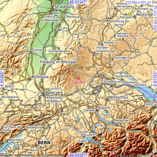 Topographic map of Staufen
