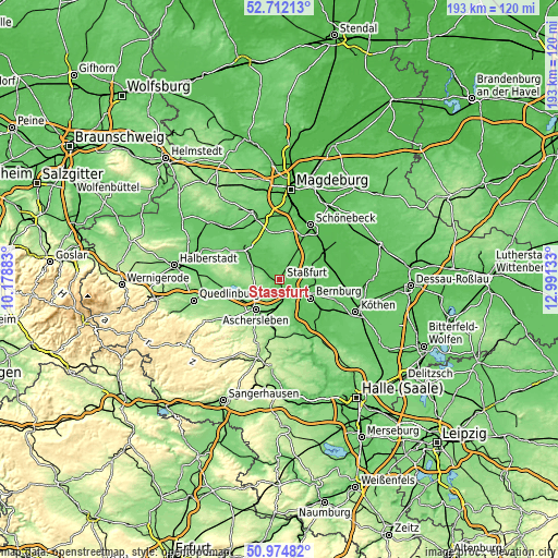 Topographic map of Staßfurt