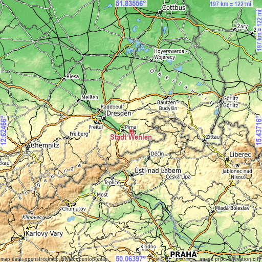 Topographic map of Stadt Wehlen