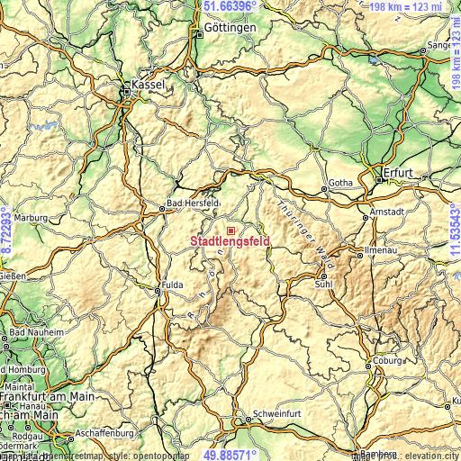 Topographic map of Stadtlengsfeld