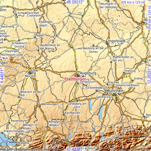 Topographic map of Stadtbergen