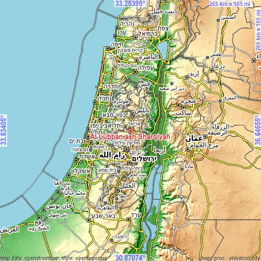 Topographic map of Al Lubban ash Sharqīyah