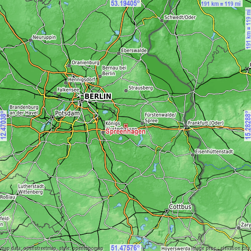 Topographic map of Spreenhagen