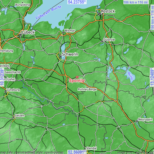 Topographic map of Spornitz