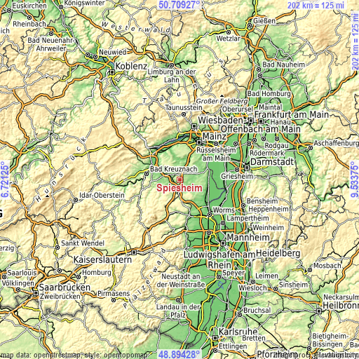 Topographic map of Spiesheim