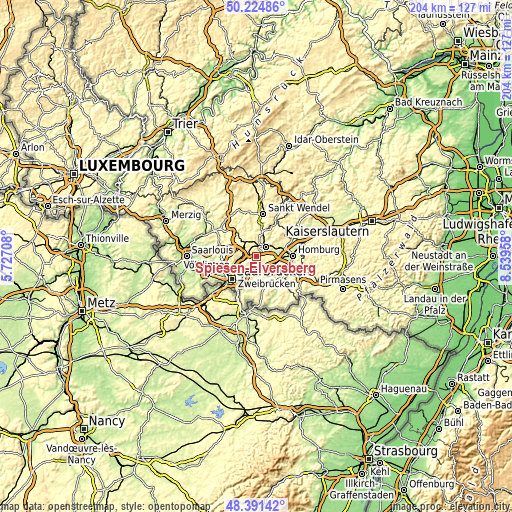 Topographic map of Spiesen-Elversberg