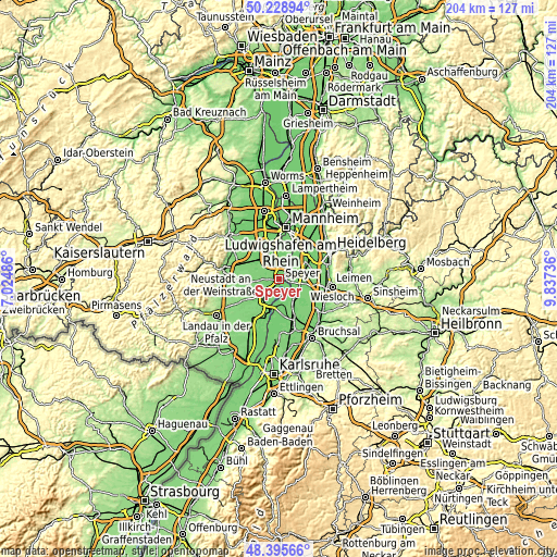 Topographic map of Speyer