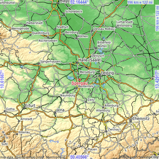 Topographic map of Spergau