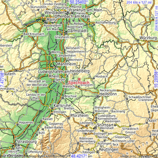 Topographic map of Spechbach