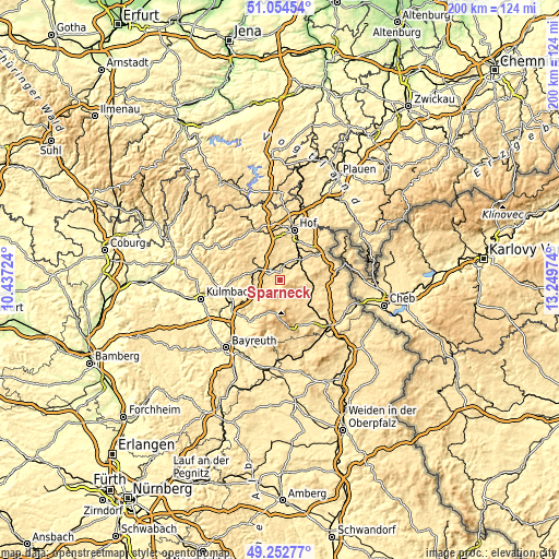 Topographic map of Sparneck