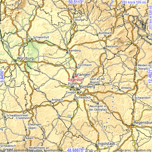 Topographic map of Spardorf
