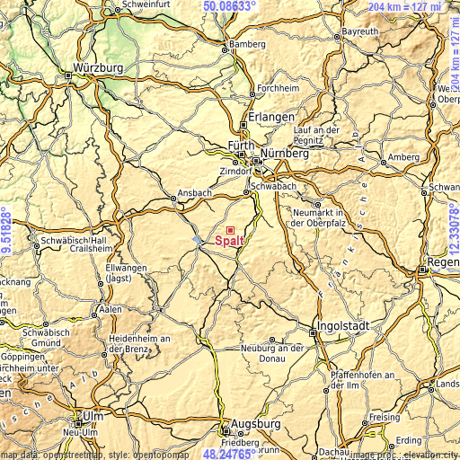 Topographic map of Spalt