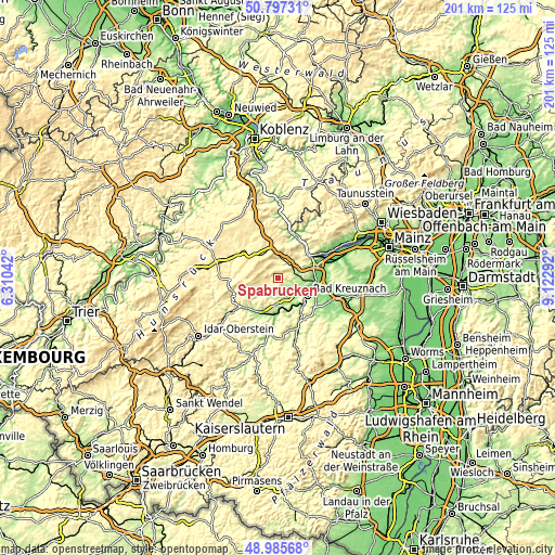 Topographic map of Spabrücken