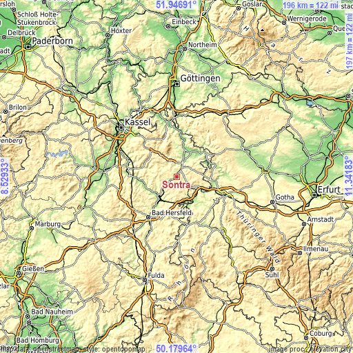 Topographic map of Sontra