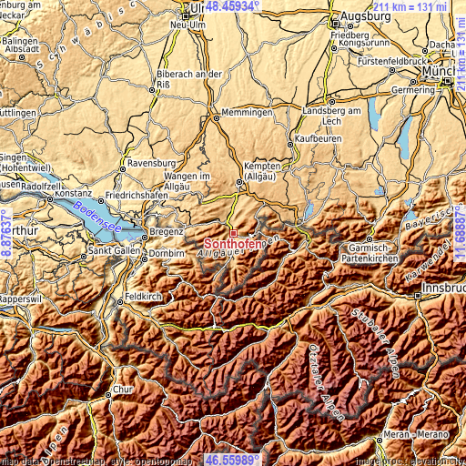 Topographic map of Sonthofen