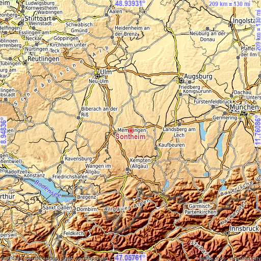 Topographic map of Sontheim